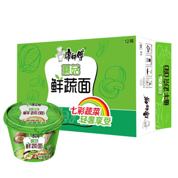 【好乐源整件】康师傅 方便面（KSF）熬制高汤 蘑菇鲜蔬面 12桶 泡面